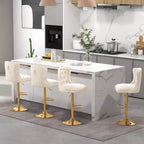 Costway Lot de 2 chaises de bar en velours hollandais, tabourets de bar avec repose-pieds, base en métal, anneau antidérapant, rose/beige/gris