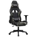 vidaXL Adjustable Gaming Chair with Footrest - Black and Camouflage, Faux Leather Upholstered Seat, Sturdy Frame, 360 Swivel Design