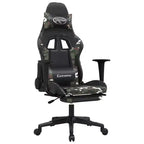 vidaXL Adjustable Gaming Chair with Footrest - Black and Camouflage, Faux Leather Upholstered Seat, Sturdy Frame, 360 Swivel Design