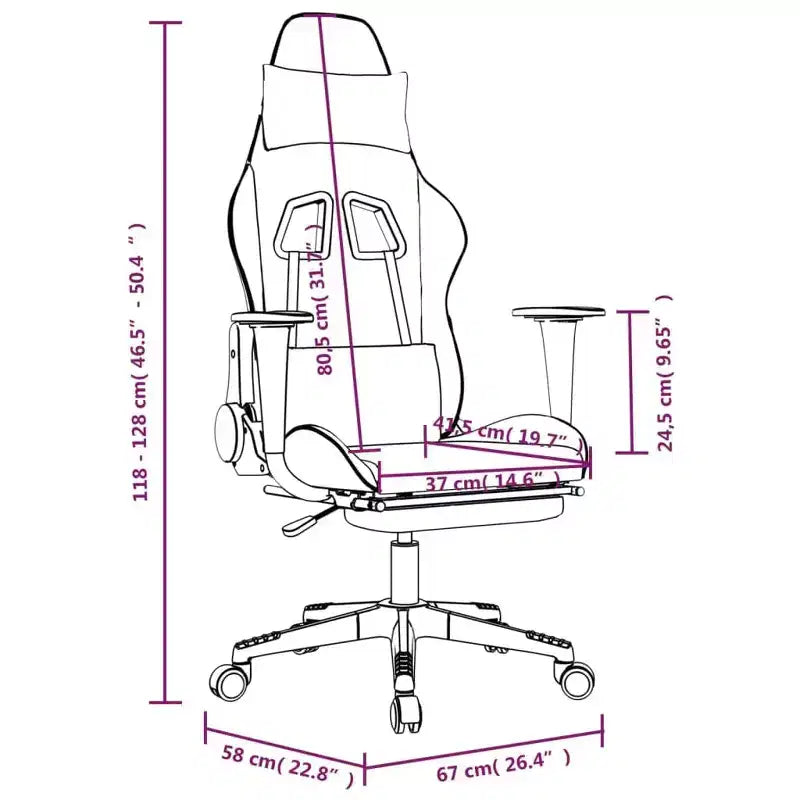 vidaXL Chaise de jeu réglable avec repose-pieds - Noir et camouflage, siège rembourré en similicuir, cadre robuste, design pivotant à 360°