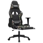vidaXL Chaise de jeu réglable avec repose-pieds - Noir et camouflage, siège rembourré en similicuir, cadre robuste, design pivotant à 360°