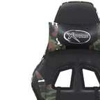 vidaXL Chaise de jeu réglable avec repose-pieds - Noir et camouflage, siège rembourré en similicuir, cadre robuste, design pivotant à 360°