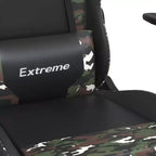 vidaXL Chaise de jeu réglable avec repose-pieds - Noir et camouflage, siège rembourré en similicuir, cadre robuste, design pivotant à 360°