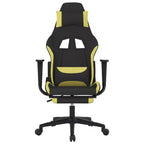 vidaXL Chaise de jeu massante avec repose-pieds, noir et vert clair, tissu
