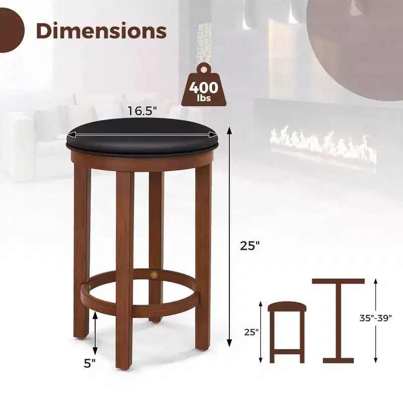 Costway Lot de 2 Tabourets de Bar Hauteur de Comptoir avec Assise Ronde et Repose-Pieds pour Cuisine Noir/Gris