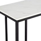 55 Downing Street Addy Table console rectangulaire moderne en fer 132,7 x 35,6 cm dessus en pierre blanche géométrique noir pour salon