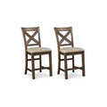 Signature Design by Ashley Morivile Counter Height Upholstered Barstool, Set of 2, Beige