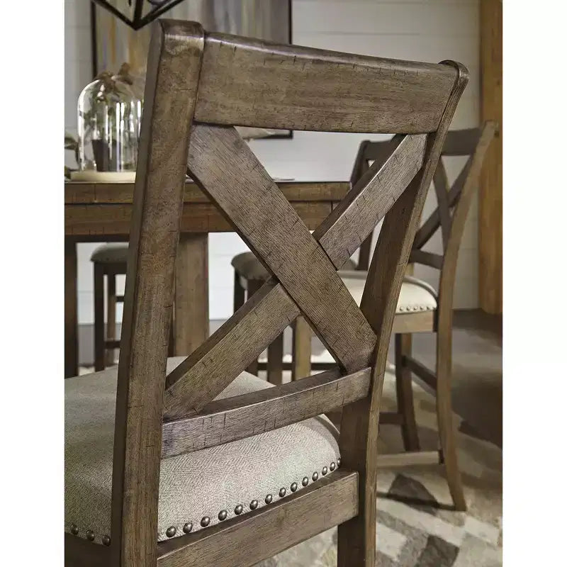 Tabouret de bar rembourré Signature Design by Ashley Morivile, hauteur comptoir, lot de 2, beige