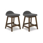 Signature Design by Ashley Lyncott Counter Height Upholstered Barstool with Foam Cushion, Set of 2, Charcoal Gray