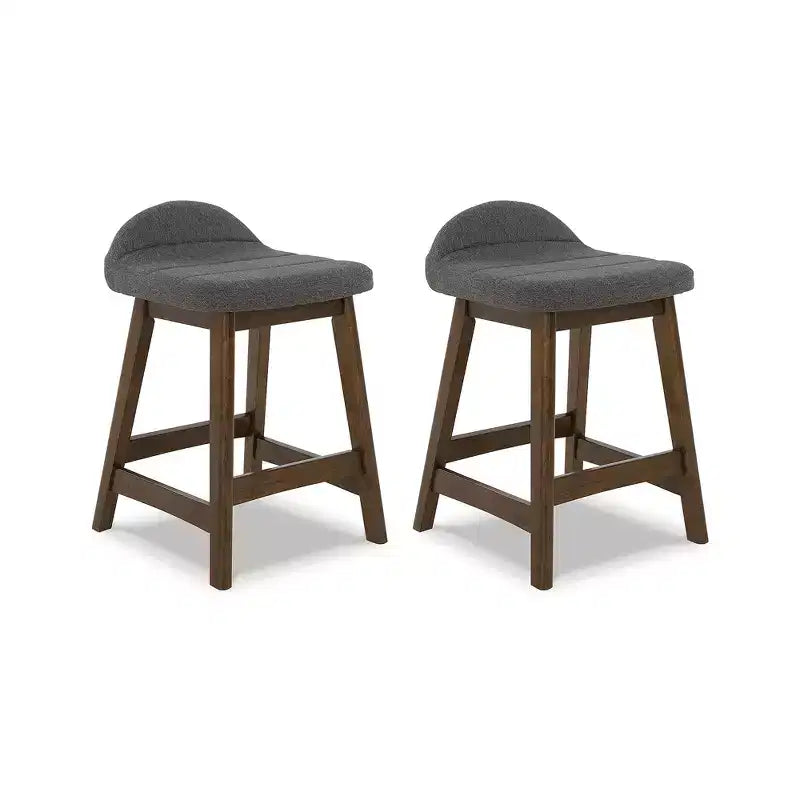 Signature Design by Ashley Lyncott Counter Height Upholstered Barstool with Foam Cushion, Set of 2, Charcoal Gray