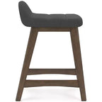 Tabouret de bar rembourré Signature Design by Ashley Lyncott à hauteur de comptoir avec coussin en mousse, lot de 2, gris anthracite