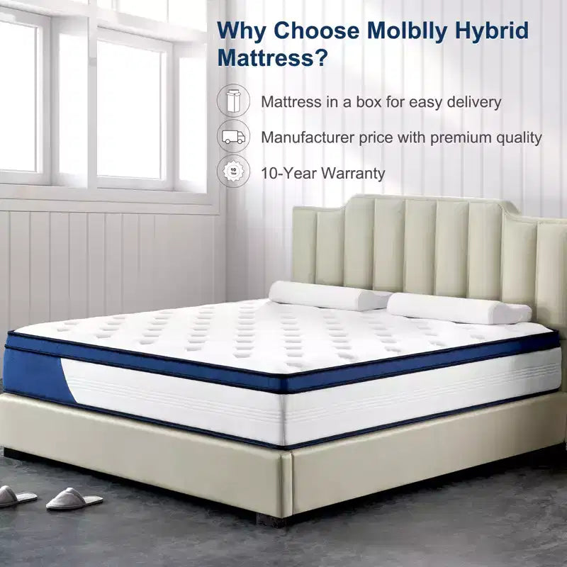 Matelas en mousse à mémoire de forme Wuleitex de 12 pouces, matelas de fermeté moyenne certifié respirant pour un sommeil frais et décompressif