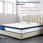 Matelas en mousse à mémoire de forme Wuleitex de 12 pouces, matelas de fermeté moyenne certifié respirant pour un sommeil frais et décompressif