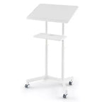 Costway 1/2 PCS Pupitre mobile avec plateau de rangement inclinable Roulettes verrouillables Blanc