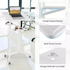 Costway 1/2 PCS Pupitre mobile avec plateau de rangement inclinable Roulettes verrouillables Blanc