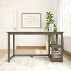 Bureau en bois massif Planche+Poutre avec étagères pour ordinateur, jeux, études, bureau pour la maison, 55