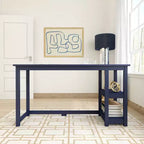 Bureau en bois massif Planche+Poutre avec étagères pour ordinateur, jeux, études, bureau pour la maison, 55