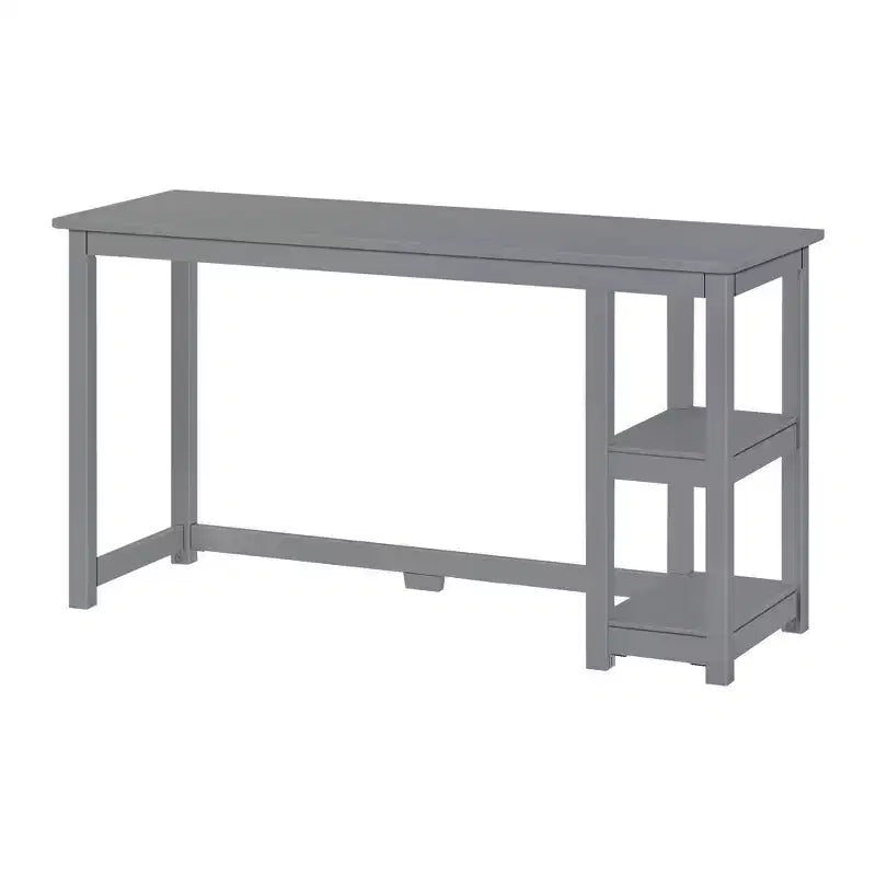 Bureau en bois massif Planche+Poutre avec étagères pour ordinateur, jeux, études, bureau pour la maison, 55