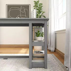 Bureau en bois massif Planche+Poutre avec étagères pour ordinateur, jeux, études, bureau pour la maison, 55