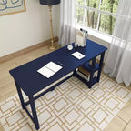 Bureau en bois massif Planche+Poutre avec étagères pour ordinateur, jeux, études, bureau pour la maison, 55