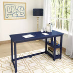 Bureau en bois massif Planche+Poutre avec étagères pour ordinateur, jeux, études, bureau pour la maison, 55