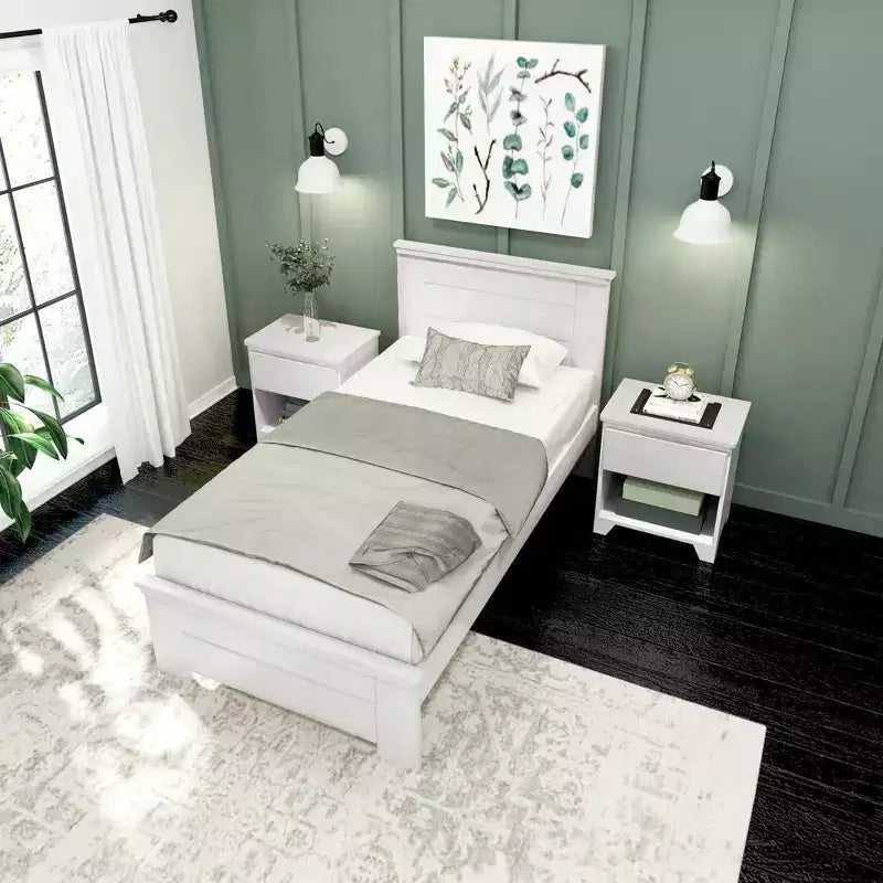 Cadre de lit simple Plank+Beam Farmhouse avec tête de lit, lit plateforme en bois massif