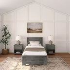Cadre de lit simple Plank+Beam Farmhouse avec tête de lit, lit plateforme en bois massif