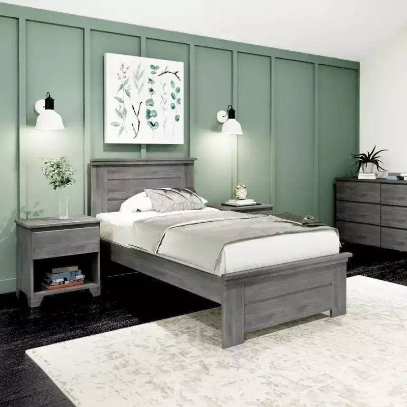 Cadre de lit simple Plank+Beam Farmhouse avec tête de lit, lit plateforme en bois massif