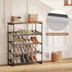 Meuble à chaussures 5 niveaux de style industriel avec étagères réglables pour entrée, placard, couloir