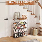 Meuble à chaussures 5 niveaux de style industriel avec étagères réglables pour entrée, placard, couloir