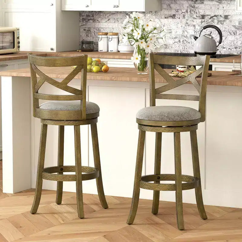 Lot de 2/4 tabourets de bar pivotants Costway, chaises hauteur de bar avec dossier creux, assise rembourrée douce, gris