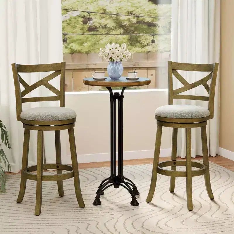 Lot de 2/4 tabourets de bar pivotants Costway, chaises hauteur de bar avec dossier creux, assise rembourrée douce, gris
