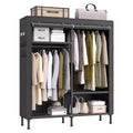 SONGMICS Wardrobe Closet, 65 Inch Heavy Duty Portable Closet, Freestanding Closet Organizer, Clothes Rack with Cover, 2 Hanging Rails, Black