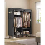 SONGMICS Armoire de penderie, 165 cm, Robuste, Portable, Organisateur de penderie autonome, Portant à vêtements avec housse, 2 tringles de suspension, Noir
