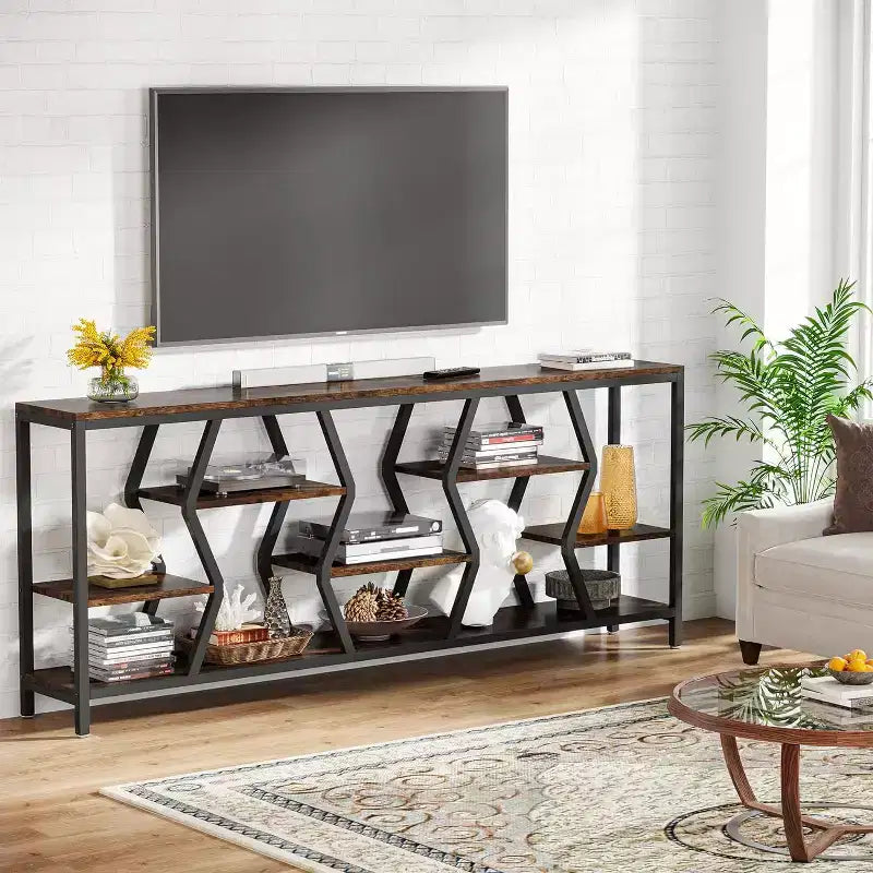 Table console de canapé Lantine 70,9 pouces avec étagères de rangement en bois à 4 niveaux