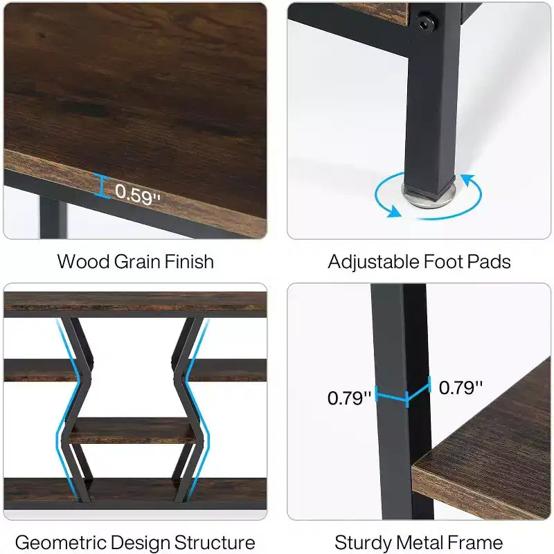 Table console de canapé Lantine 70,9 pouces avec étagères de rangement en bois à 4 niveaux