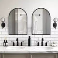 Dovelina Arched Wooden Straight Edge Hanging Mirror Decorative Wall Mirror (Set of 2)