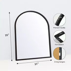 Dovelina Lot de 2 miroirs muraux décoratifs suspendus en bois à bords droits et arche