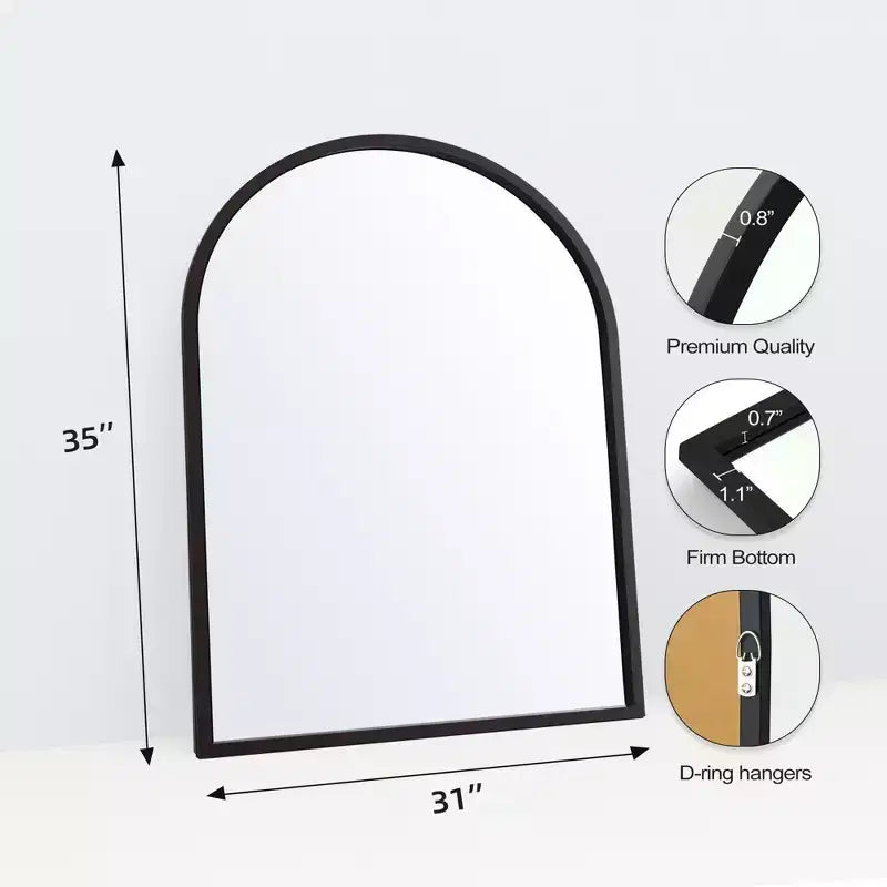 Dovelina Lot de 2 miroirs muraux décoratifs suspendus en bois à bords droits et arche