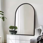 Dovelina Lot de 2 miroirs muraux décoratifs suspendus en bois à bords droits et arche