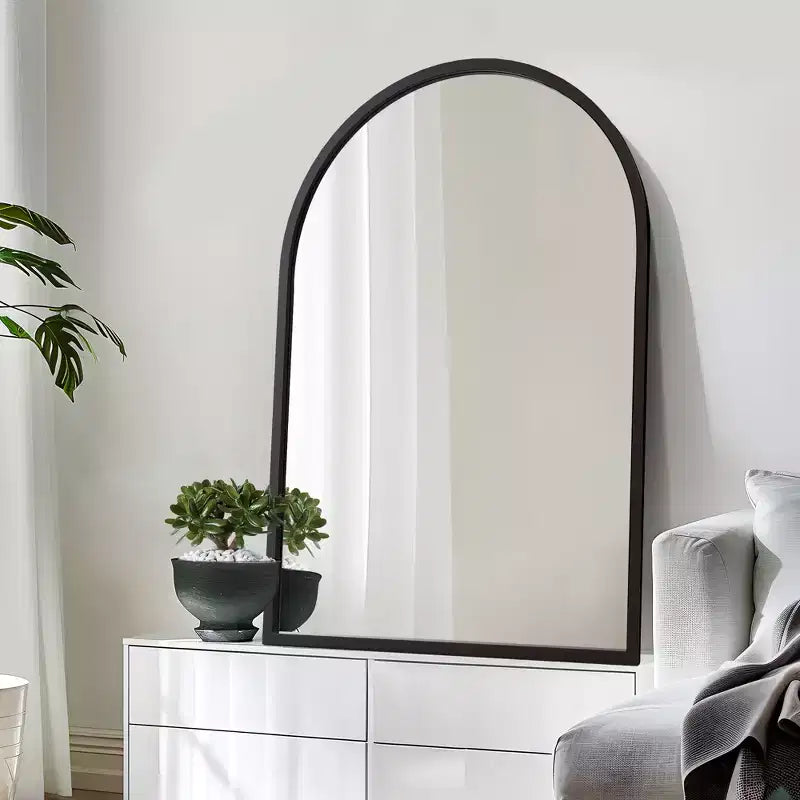 Dovelina Lot de 2 miroirs muraux décoratifs suspendus en bois à bords droits et arche