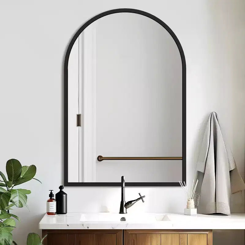 Dovelina Lot de 2 miroirs muraux décoratifs suspendus en bois à bords droits et arche