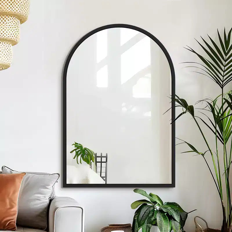 Dovelina Lot de 2 miroirs muraux décoratifs suspendus en bois à bords droits et arche