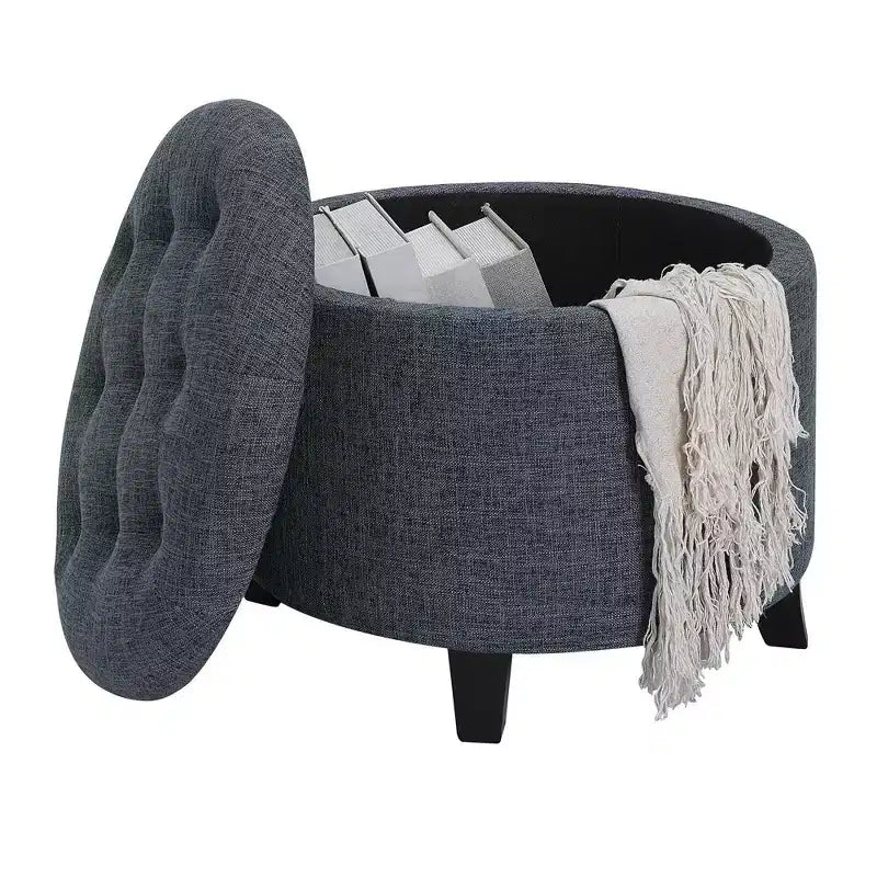 Pouf de rangement rond Designs4Comfort par Breighton Home