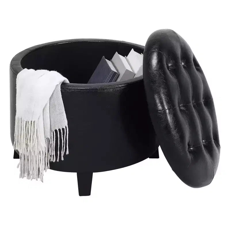Pouf de rangement rond Designs4Comfort par Breighton Home