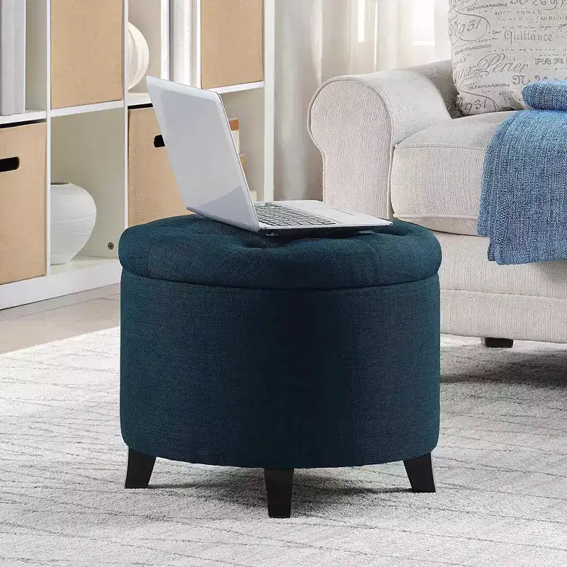 Pouf de rangement rond Designs4Comfort par Breighton Home