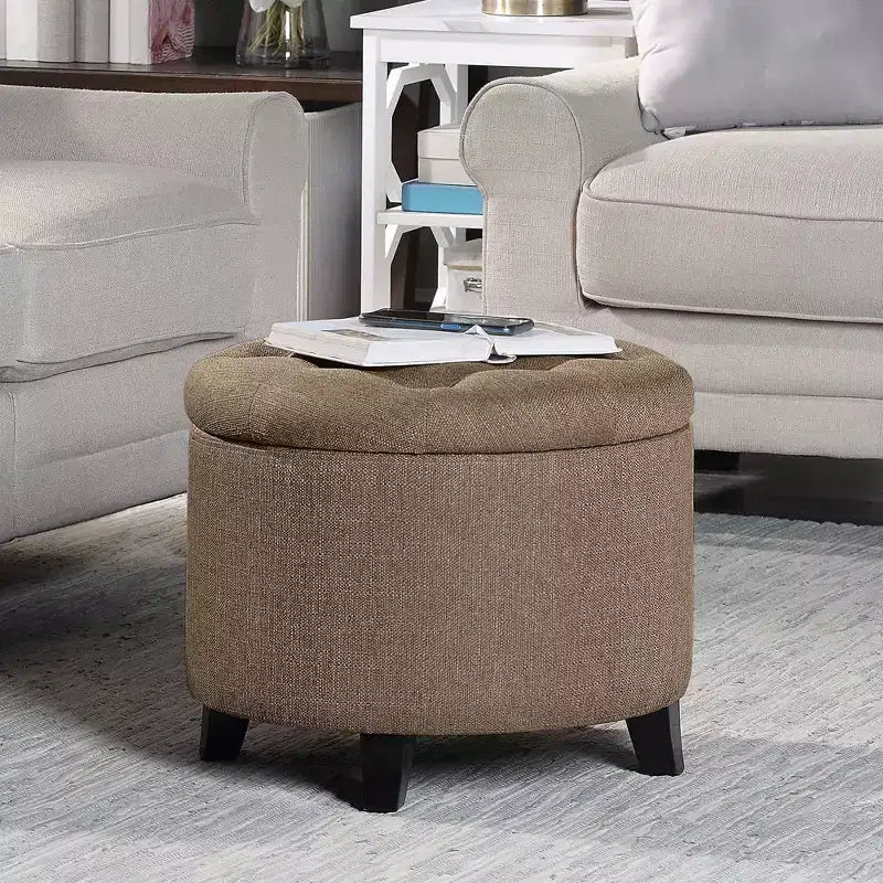 Pouf de rangement rond Designs4Comfort par Breighton Home