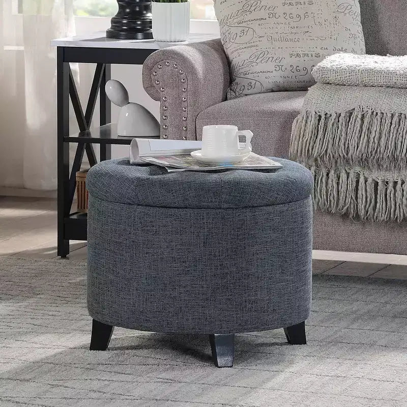 Pouf de rangement rond Designs4Comfort par Breighton Home
