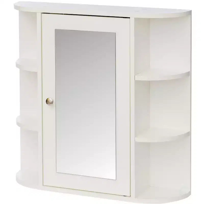 Meuble de rangement mural multifonctionnel Basicwise avec 4 étagères intérieures réglables et 6 étagères extérieures - Parfait comme organisateur de salle de bain