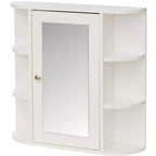 Meuble de rangement mural multifonctionnel Basicwise avec 4 étagères intérieures réglables et 6 étagères extérieures - Parfait comme organisateur de salle de bain